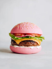 pink bread hamburger