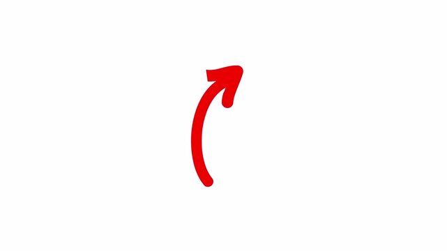 upward curved red arrow  4k in transparent background