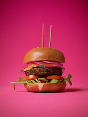  hamburger on a pink background