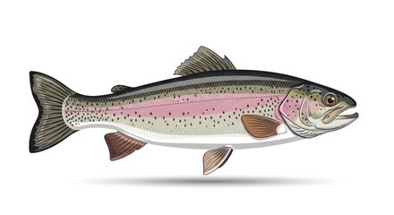 Obraz premium Rainbow Trout Fish Illustration Isolated.