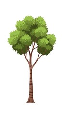 Obraz premium Single Green Tree with Brown Trunk.