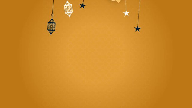 Lanterns and stars on orange gradient background perfect for festive designs, themed events, card designs, or celestial and nightthemed projects.