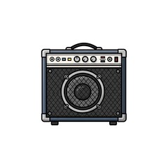 Guitar Amplifier Vector Illustration Isolated White.