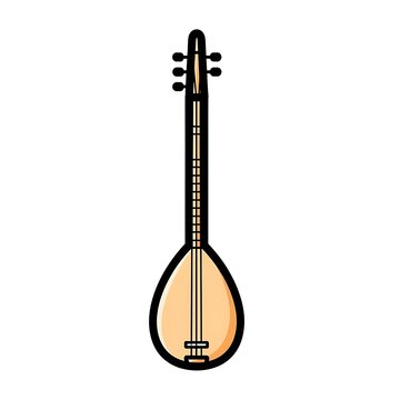 Traditional Stringed Musical Instrument Illustration.