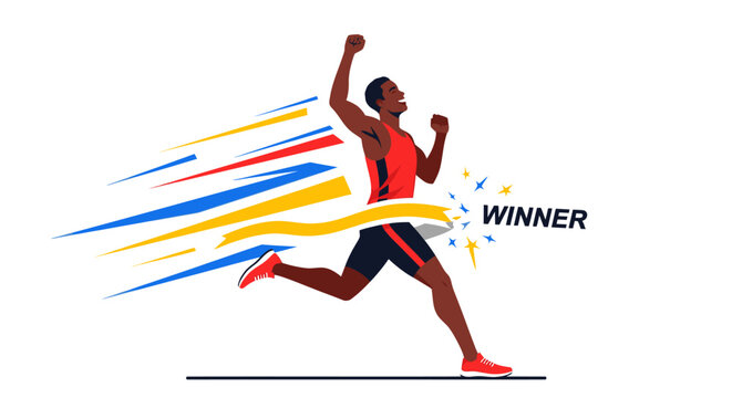 Triumphant Male Runner Celebrating Victory.