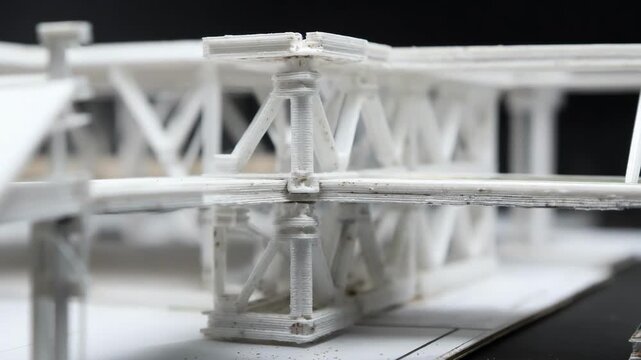 Medium shot focusing on the structural elements of a modular 3Dprinted shelter demonstrating adaptability in disaster relief scenarios
