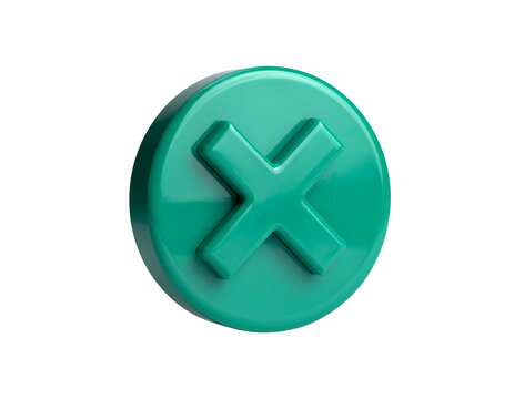 Teal glossy circular button with an embossed cross