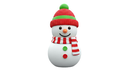 Fototapeta premium Cartoon Snowman with Red Hat and Scarf