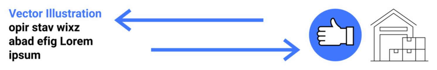 Obraz premium Logistics, supply chain, delivery systems, package approval, warehouse storage, e-commerce. Arrows indicating a process from approval to warehouse. Logistics and supply chain visual concept