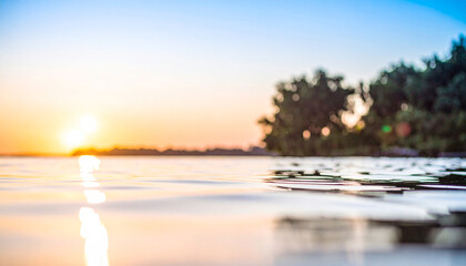 Reflection of the sunset on the river or stream.