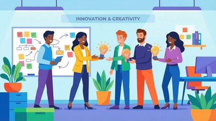 Obraz premium Diverse Business Team Sharing Ideas and Fostering Innovation and Creativity