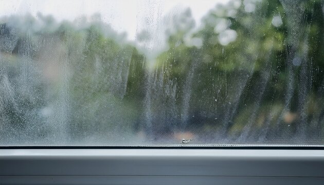 Dirty Gray Window Glass Selective Focus Blurred Streaks Of Dust And Dirt On The Unwashed Window
