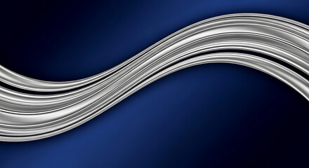 Obraz premium Silver Waveform in Modern Elegant Design with Dark Blue Gradient Background for Luxury Branding