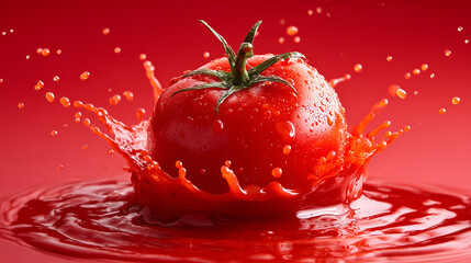 Fresh Tomato Splashing into Red Sauce