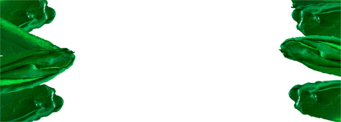 Green paint frame.Hand painted green acrylic paint strokes isolated on black background.brush...