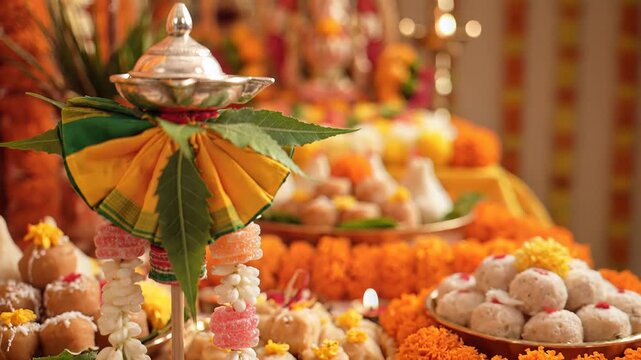 Gudi Padwa Festival Celebration Traditional Hindu Offerings Prasad