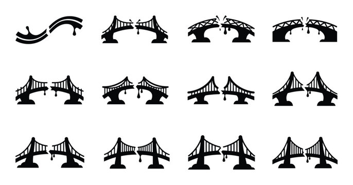 Collection of broken bridge connection logo vector design concept template for business or company
