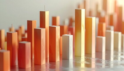 3D bar chart blocks for business analytics