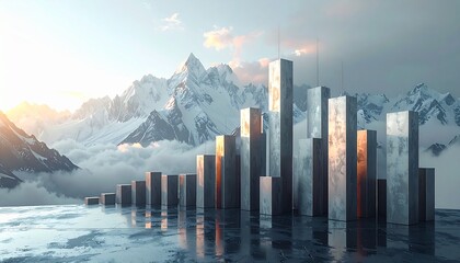 3D bar chart blocks for business analytics