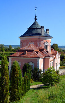 ZOLOCHIV UKRAINE 09 14 17:  Zolochiv Castle is comprised of the huge rectangular Grand Palace and the smaller rotunda of the Chinese Palace, which holds a large collection of Oriental art.