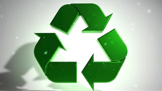 Green Screen recycle logo rotating animation on white background and scene 3 with distortion, overlay, glitch, static noise, scan lines black background, 4k animated video loop