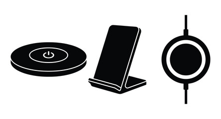 Smartphone wireless charger pad device for mobile phones set of isolated on transparent background © GoDesigner