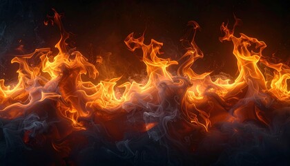 Fototapeta premium Intense Flames Dancing in the Darkness - A Fiery Spectacle.