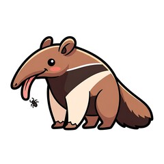 Fototapeta premium Cartoon Anteater Eating Ant Illustration.