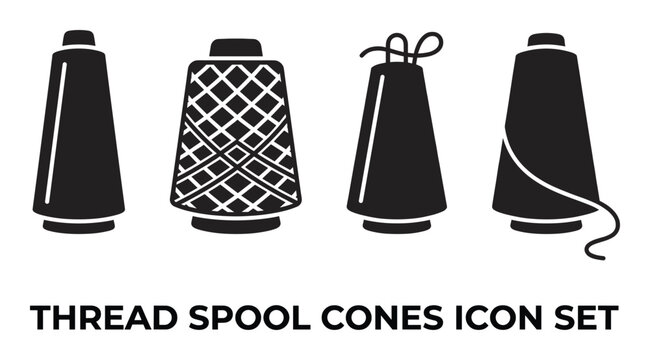 Thread spool cones icon set vector isolated on transparent background