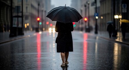 Person walking in the rain