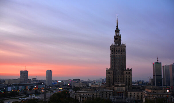 WARSAW POLAND 09 18 17: Palace of Culture and Science. It is the center for various companies, public institutions and cultural activities and authorities of the Polish Academy of Sciences