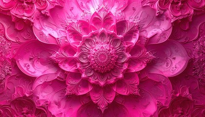 Obraz premium Intricate Pink Floral Fractal Art - A Mesmerizing Digital Creation.