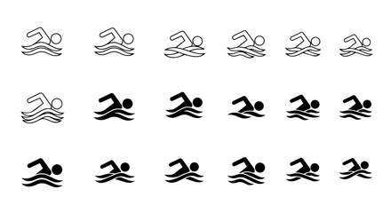 Fototapeta premium Swimming icon set – swimmer stroke vector collection