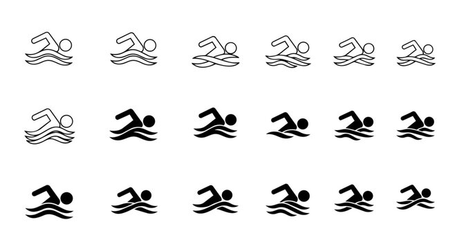 Swimming icon set &ndash; swimmer stroke vector collection