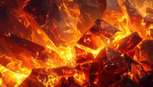 Intense Flames Engulfing Wood - A Fiery Display of Combustion.