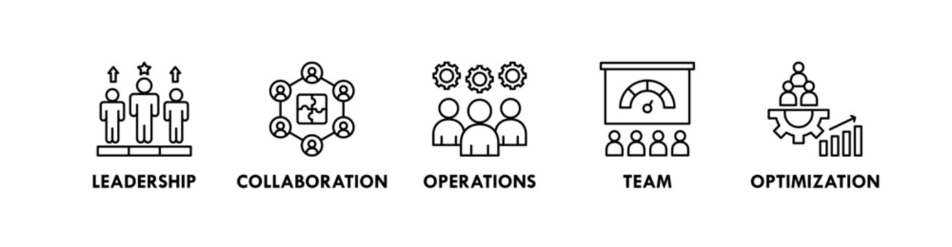People Management banner web icon illustration concept with icon of leadership, collaboration, operations, team, optimization