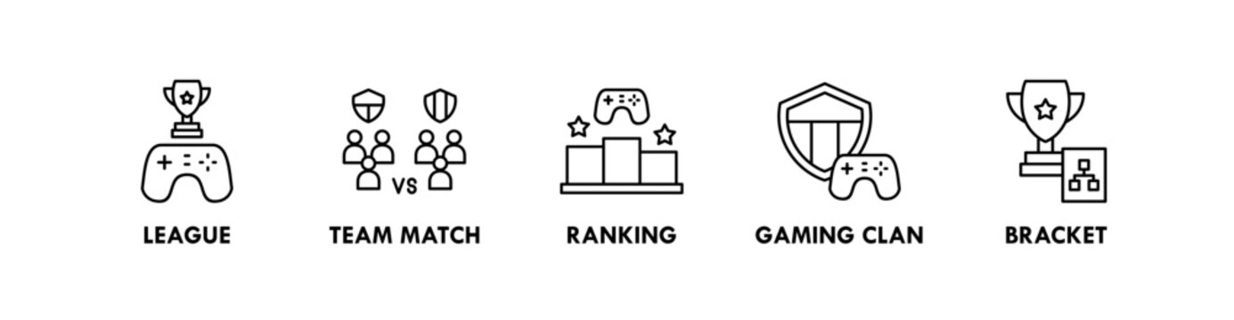 Esports banner web icon illustration concept with icon of league, team match, ranking, gaming clan, bracket