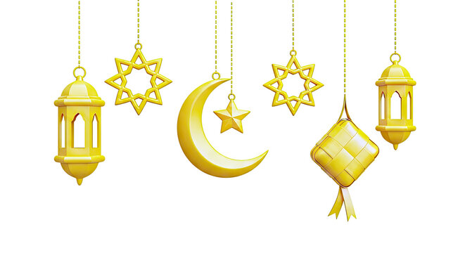 Ramadan Decorations: Moon, Stars, Lanterns, and Ketupat