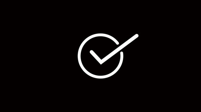 White Check Mark Inside a Circle on a Black Background Symbolizing Confirmation, Approval, and Completion