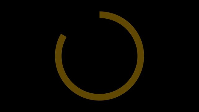 A single dark brown curved line segment representing a partial circle or arc against a solid black background, abstract geometric shape