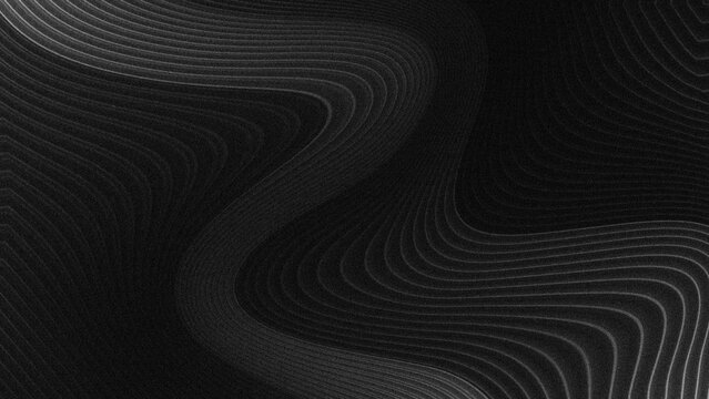 Abstract Black and White Wavy Lines Background with Grainy Texture