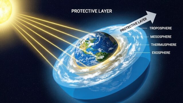 Earth's atmospheric layers and protective shield