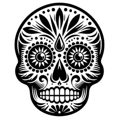 Fototapeta premium Skull with floral patterns vector illustration