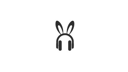 Stylized illustration of headphones with bunny ears on a clean white background
