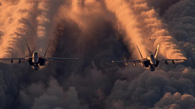 Fighter jets performing an epic split maneuver in the cloudy sky