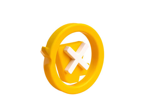 Yellow circle with a white x mark