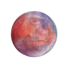  火星の水彩イラスト　惑星　背景イラスト © gelatin