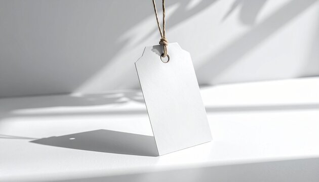 Blank White Tag Hanging from String.