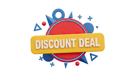 Discount Deal 3D Graphic with Geometric Shapes