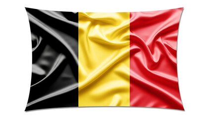 Obraz premium A flag with black, yellow, and red vertical stripes waving on a white background.